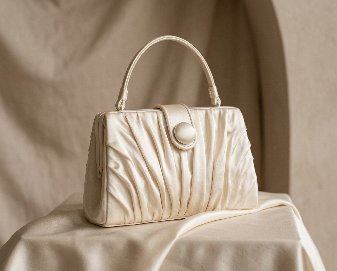 Bauletto Champagne — borsa da cerimonia in pura seta artigianale Wanda Bellotti