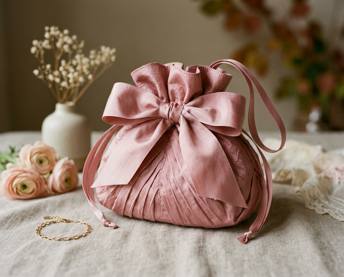 Pouch Cipria — borsa da cerimonia in pura seta artigianale Wanda Bellotti