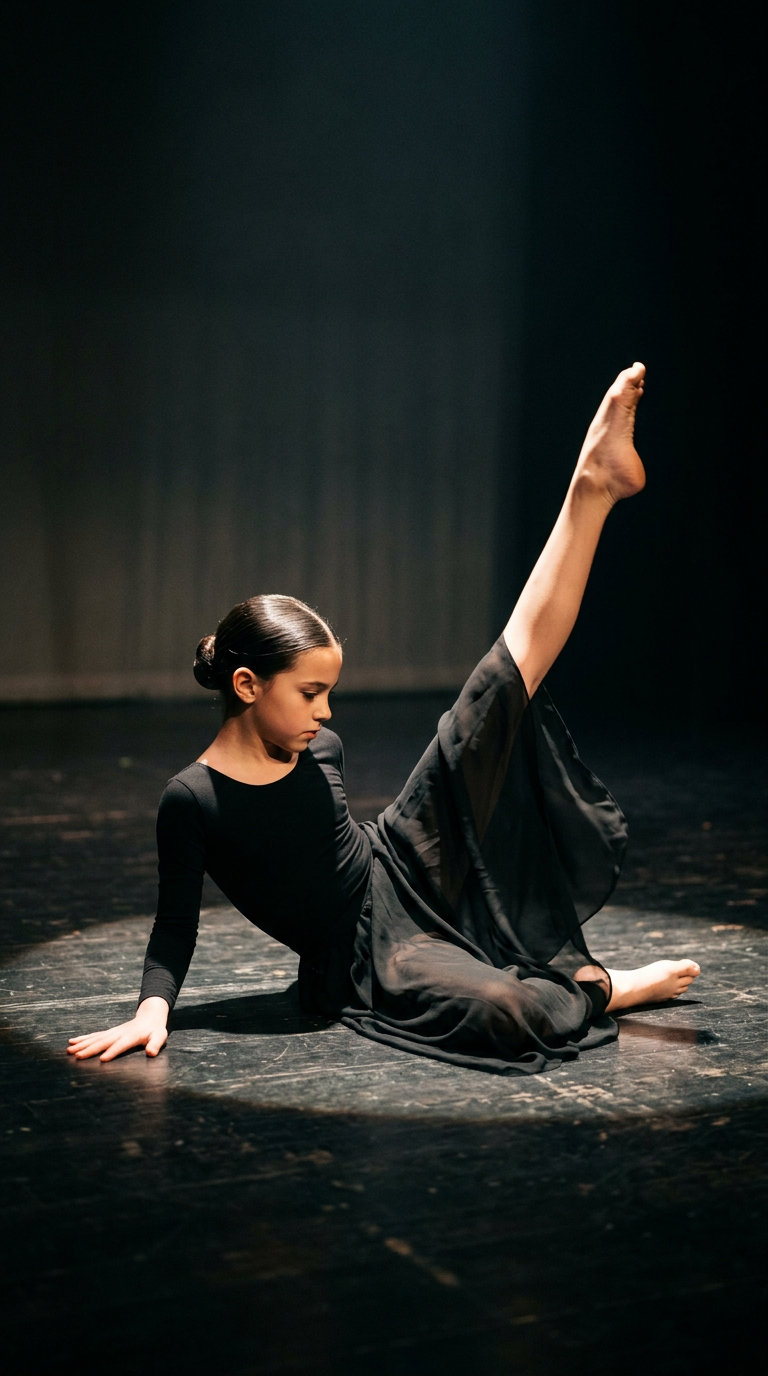 Nero Contemporaneo — costume da danza per bambina, atelier Wanda Bellotti