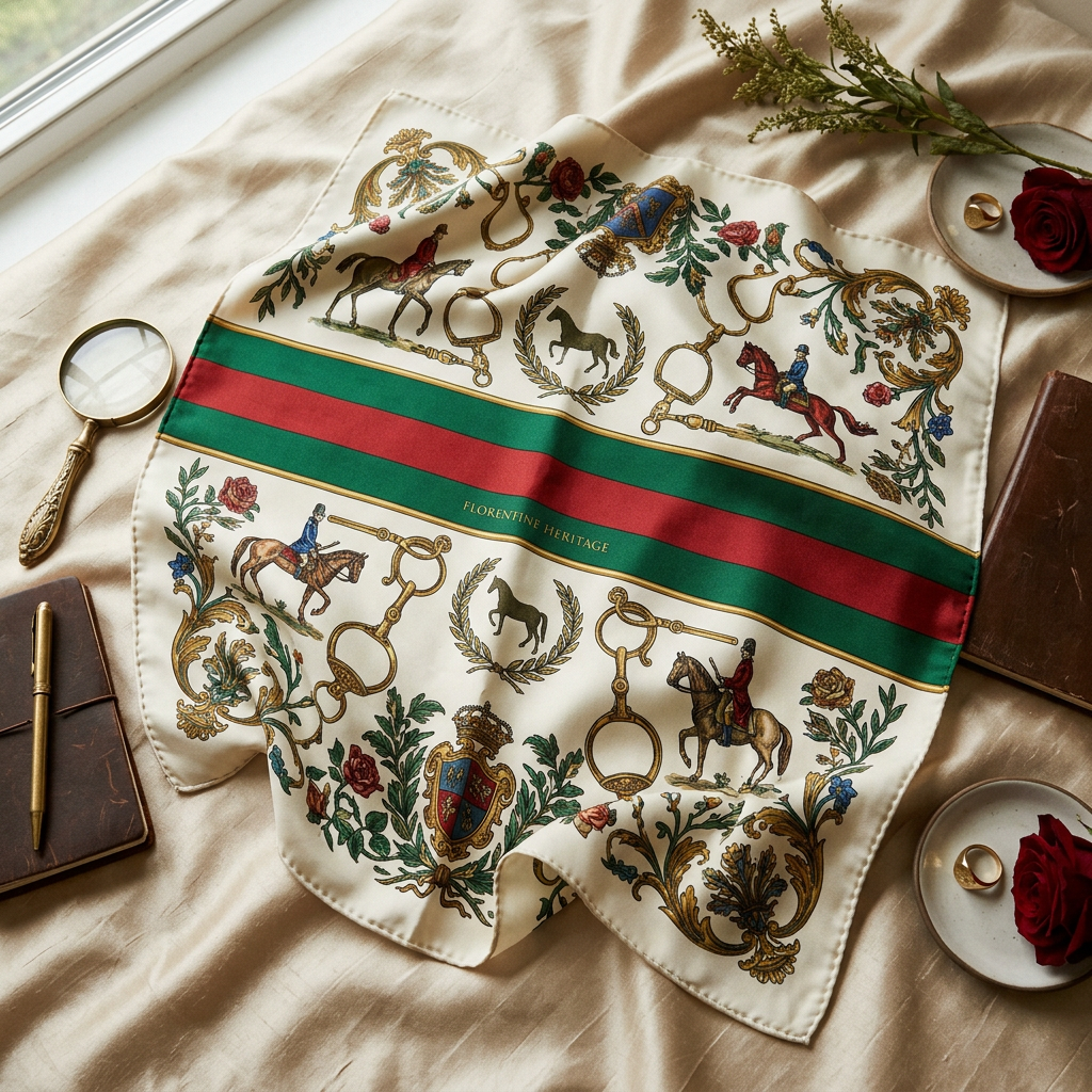 Florentine Stripe — foulard in seta con stampa couture Wanda Bellotti