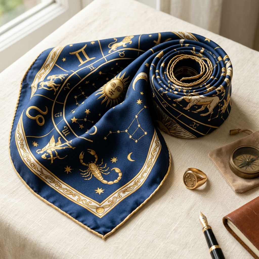 Zodiaco Notte — foulard in seta con stampa couture Wanda Bellotti