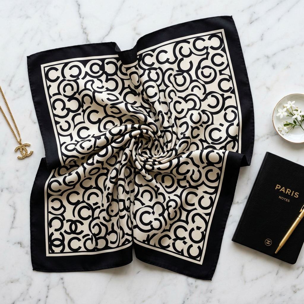 Paris Noir — foulard in seta con stampa couture Wanda Bellotti