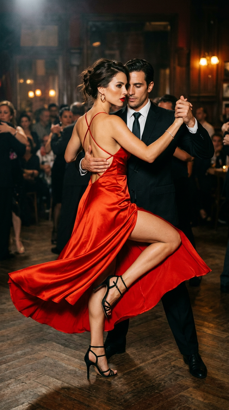 Rosso Milonga — abito da tango su misura, atelier Wanda Bellotti