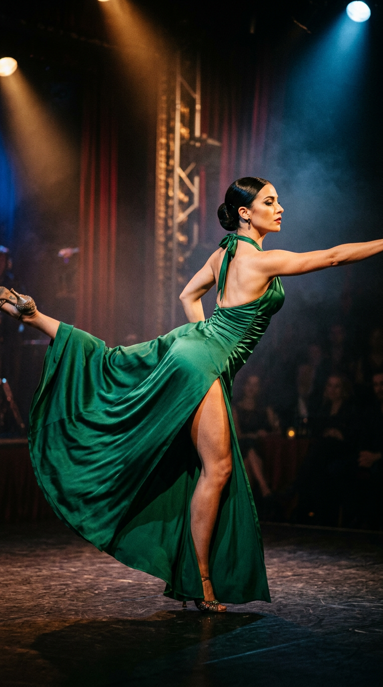 Smeraldo Halter — abito da tango su misura, atelier Wanda Bellotti