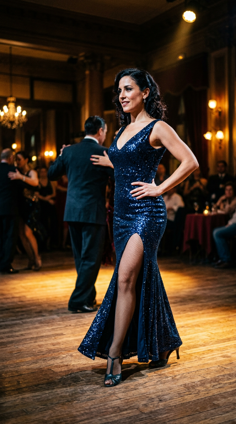 Notte Stellata — abito da tango su misura, atelier Wanda Bellotti