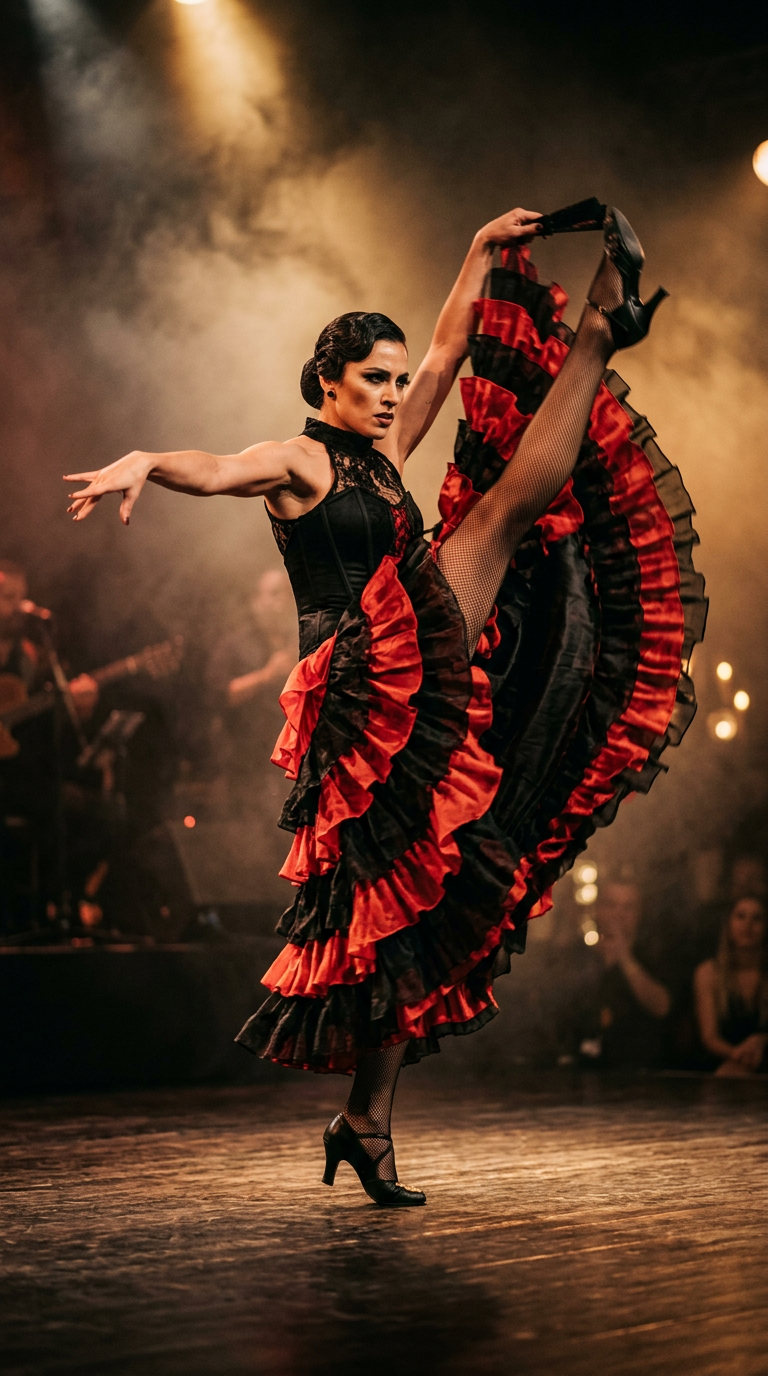 Fuoco Volant — abito da tango su misura, atelier Wanda Bellotti