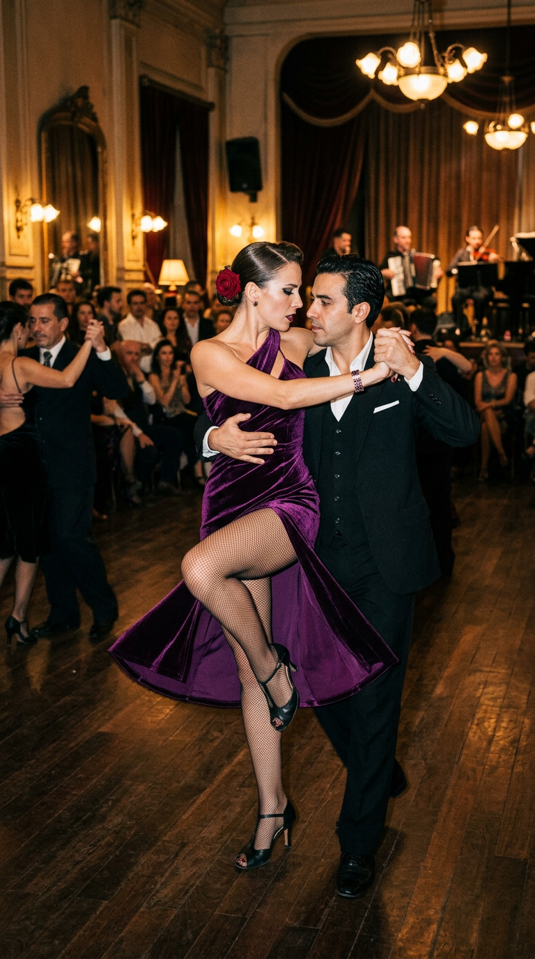 Viola Tentazione — abito da tango su misura, atelier Wanda Bellotti